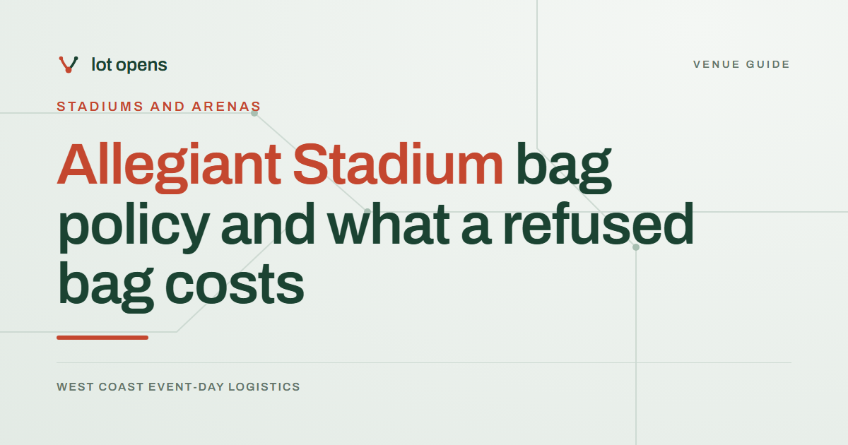 Allegiant Stadium bag policy and what a refused bag costs: Lot Opens event-day guide