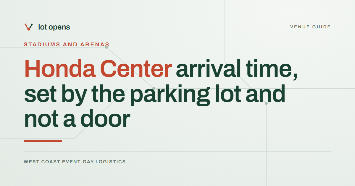 Honda Center arrival time, set by the parking lot and not a door: Lot Opens event-day guide
