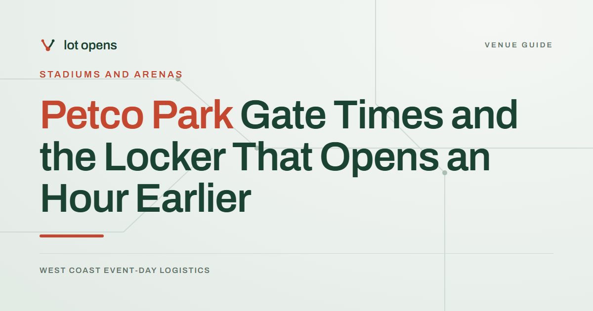 Petco Park Gate Times and the Locker That Opens an Hour Earlier: Lot Opens event-day guide