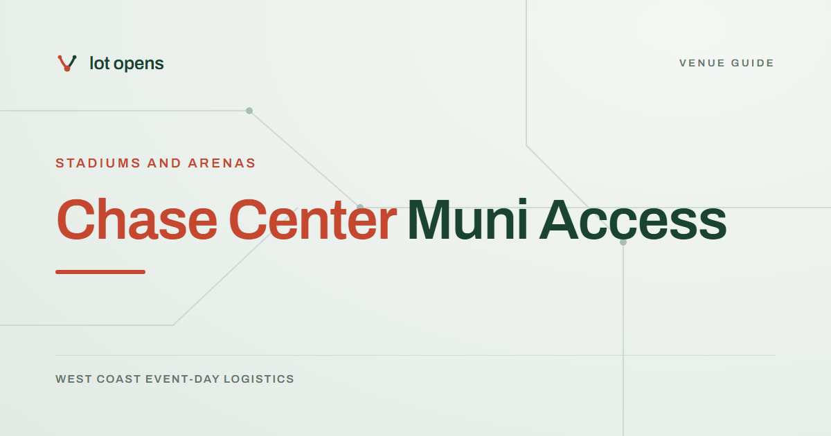 Chase Center Muni Access: Lot Opens event-day guide