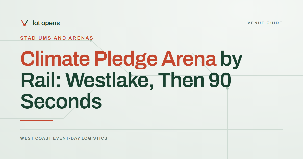 Climate Pledge Arena by Rail: Westlake, Then 90 Seconds: Lot Opens event-day guide