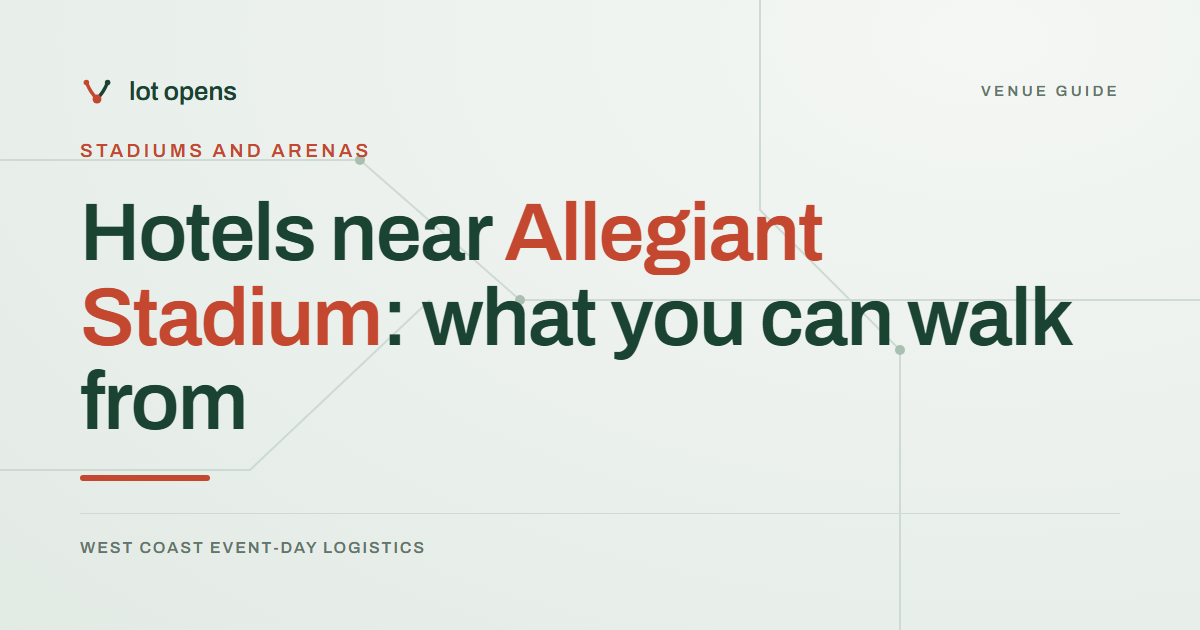 Hotels near Allegiant Stadium: what you can walk from: Lot Opens event-day guide