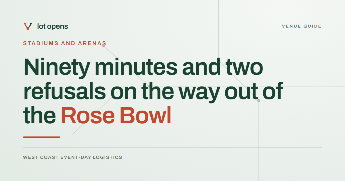 Ninety minutes and two refusals on the way out of the Rose Bowl: Lot Opens event-day guide