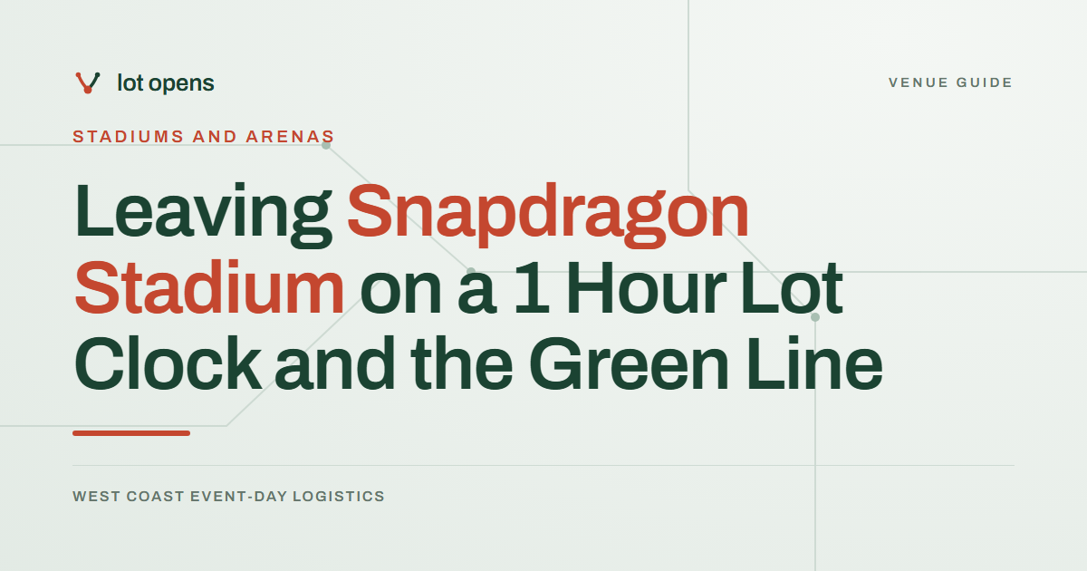 Leaving Snapdragon Stadium on a 1 Hour Lot Clock and the Green Line: Lot Opens event-day guide