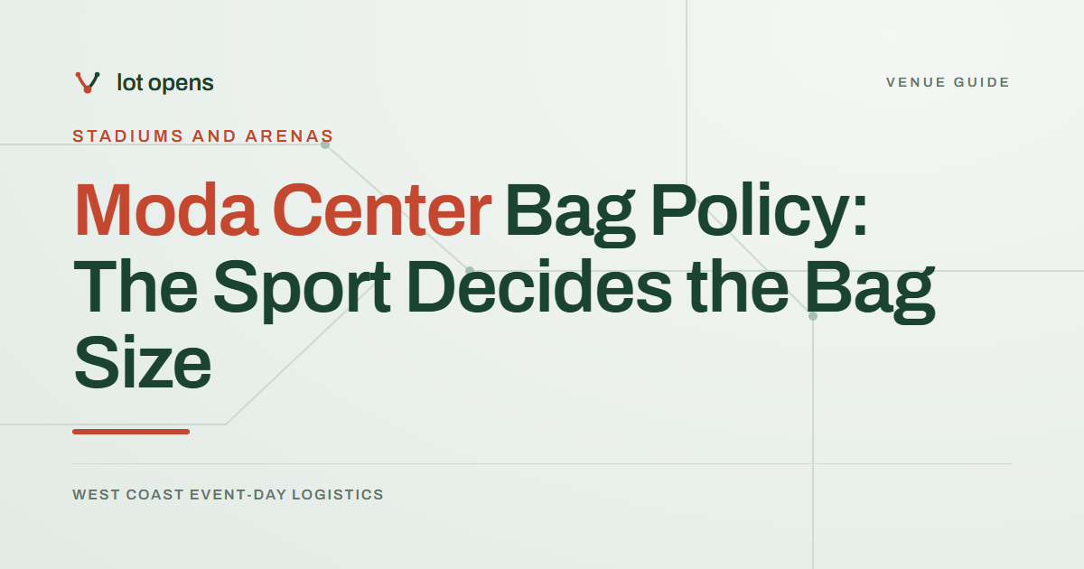 Moda Center Bag Policy: The Sport Decides the Bag Size: Lot Opens event-day guide