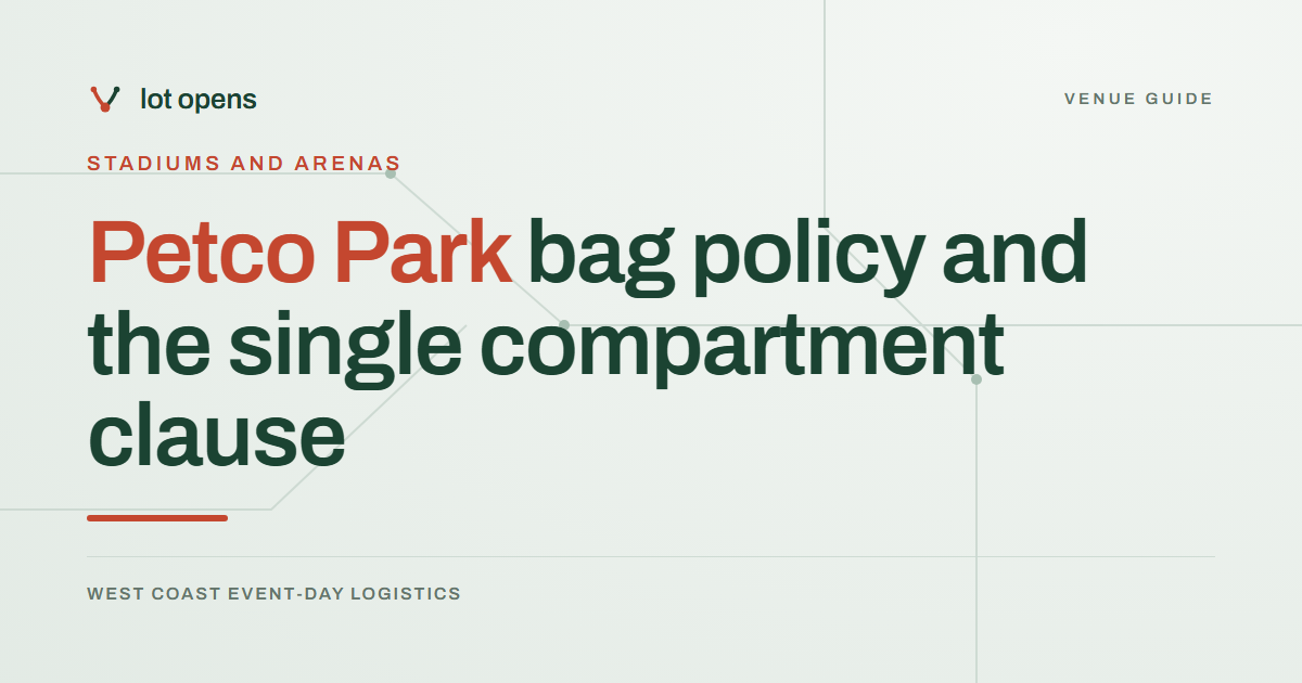 Petco Park bag policy and the single compartment clause: Lot Opens event-day guide