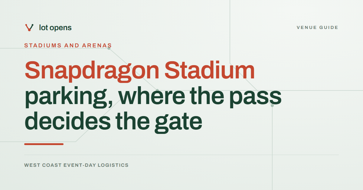 Snapdragon Stadium parking, where the pass decides the gate: Lot Opens event-day guide