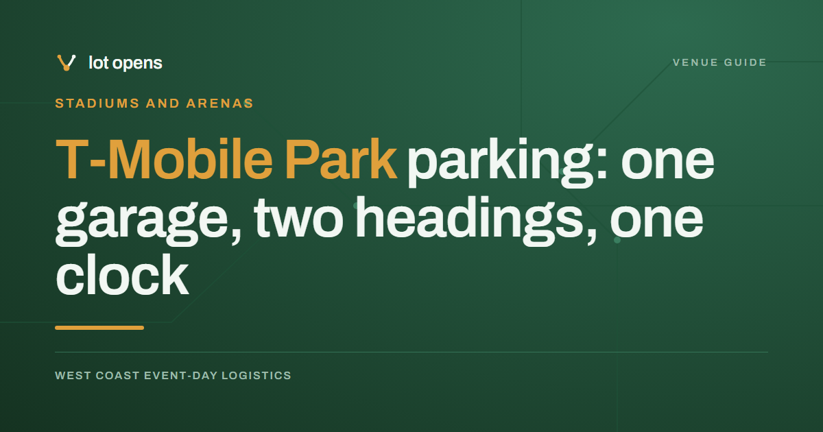 T-Mobile Park parking: one garage, two headings, one clock