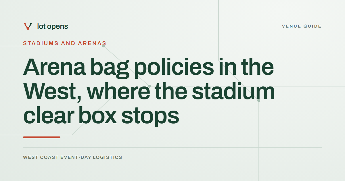 Arena bag policies in the West, where the stadium clear box stops: Lot Opens event-day guide