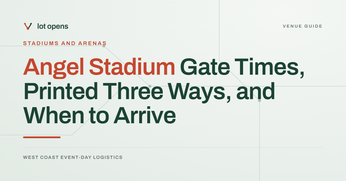 Angel Stadium Gate Times, Printed Three Ways, and When to Arrive: Lot Opens event-day guide